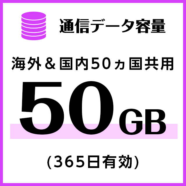 【MR1端末専用】海外＆国内50ヵ国共用_追加50ギガ(365日有効)